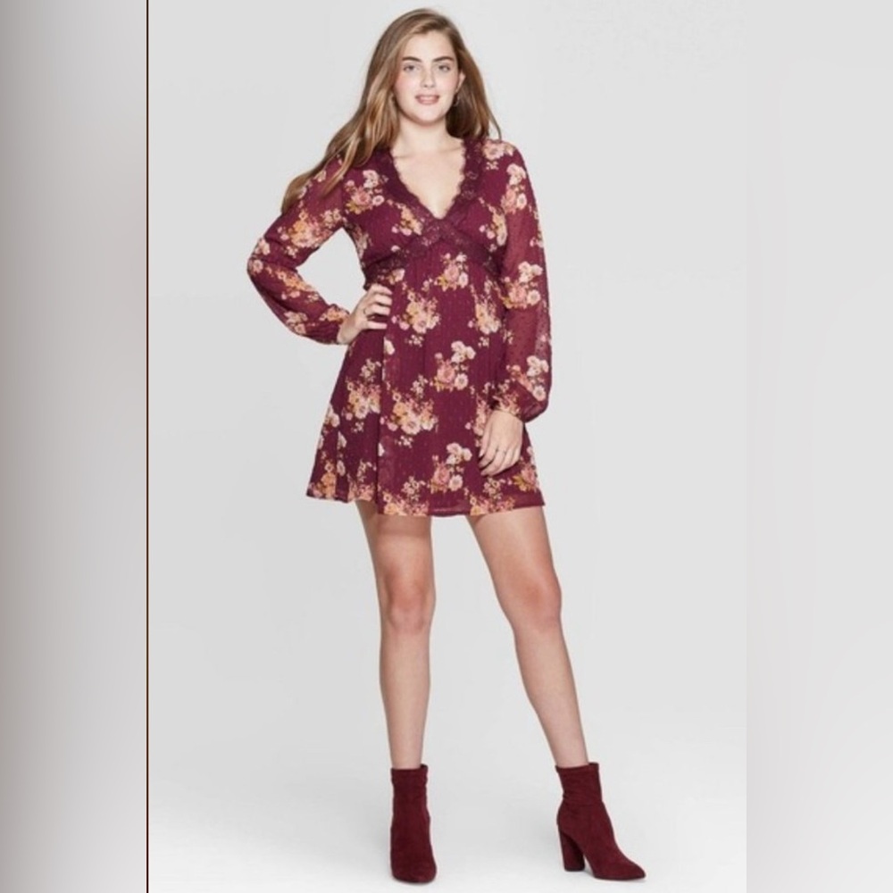 Target Xhilaration Floral Festival Boho Gypsycore Mini Dress Sz large